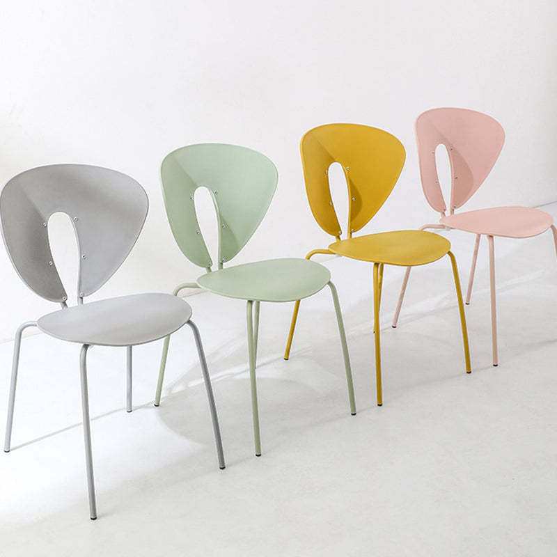 French Triangular Back Plastic Dining Chair — White
