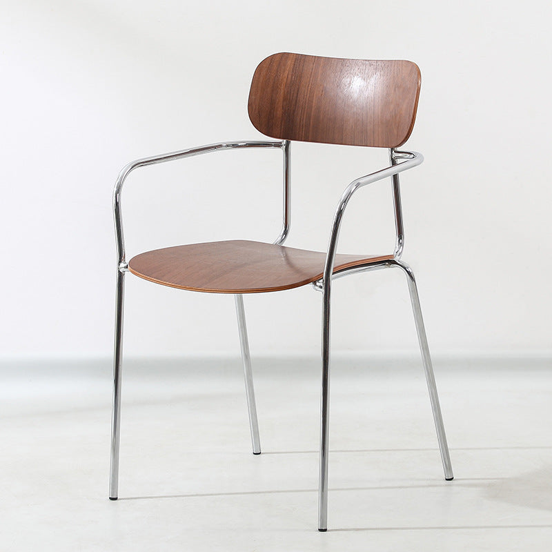 Industrial Solid Wood Metal Dining Chair — Original Wood Color