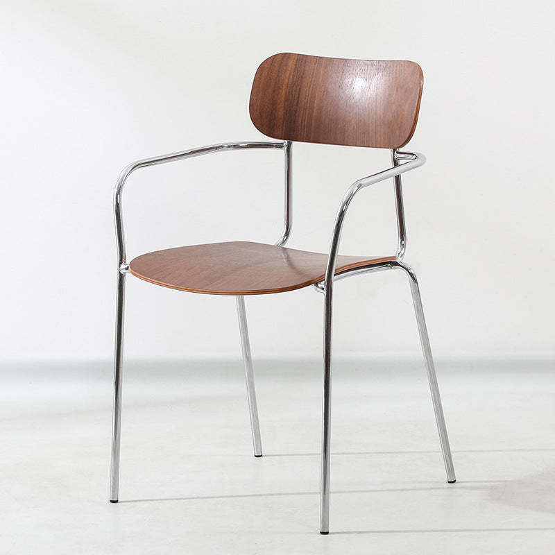Industrial Solid Wood Metal Dining Chair — Original Wood Color