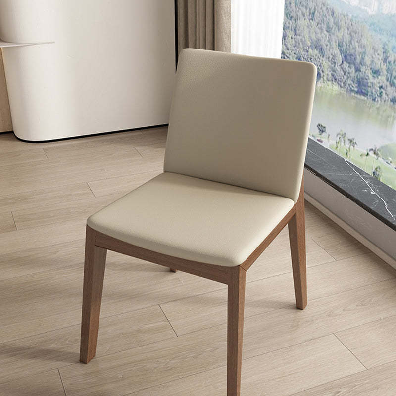 Scandinavian Ash Wood Leather Dining Chair — F