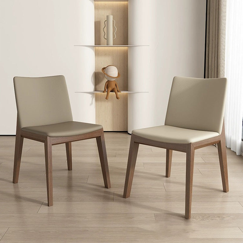 Scandinavian Ash Wood Leather Dining Chair — A