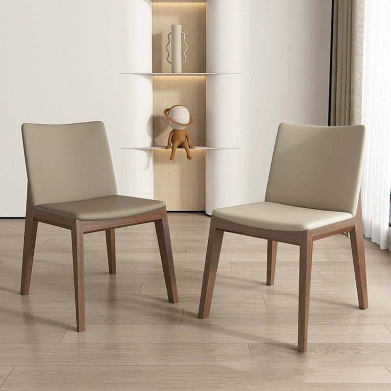 Scandinavian Ash Wood Leather Dining Chair — A