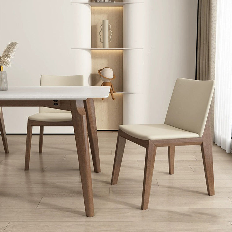 Scandinavian Ash Wood Leather Dining Chair — B