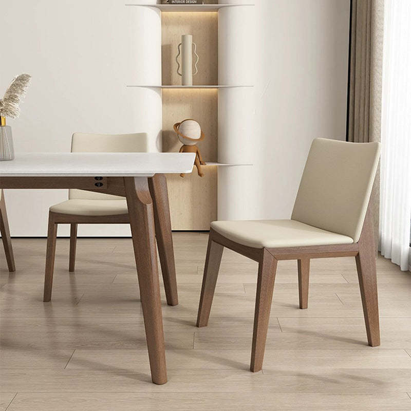 Scandinavian Ash Wood Leather Dining Chair — B