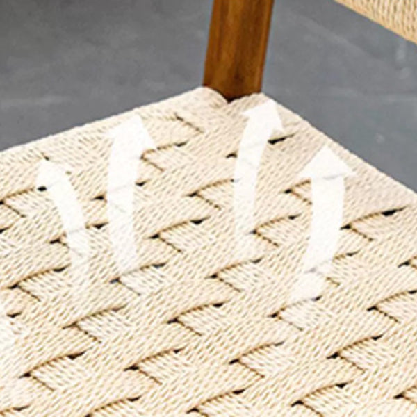 Mid-Century Hollow Back Wood Kraft Rope Dining Chair