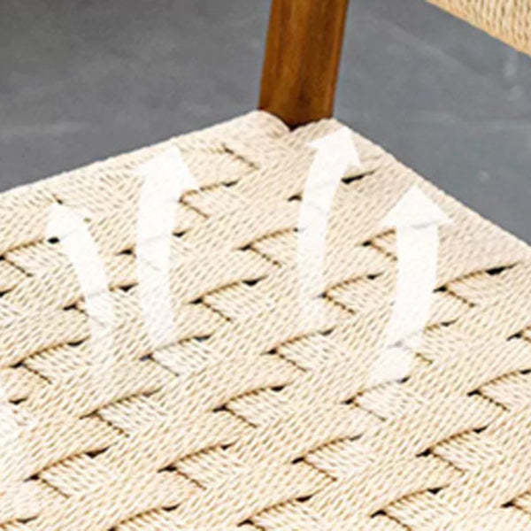 Mid-Century Hollow Back Wood Kraft Rope Dining Chair