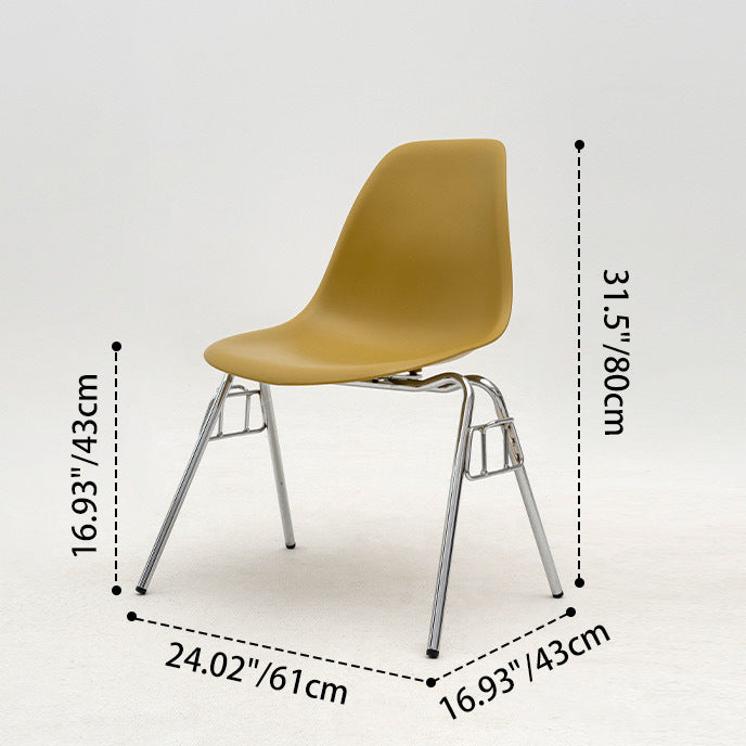 Mid-Century Trapezoid Plastic Iron Dining Chair — Pink