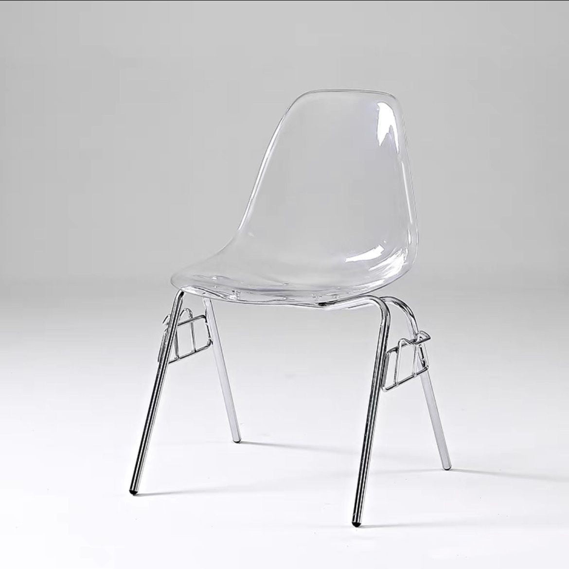 Mid-Century Trapezoid Plastic Iron Dining Chair