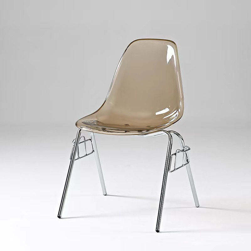 Mid-Century Trapezoid Plastic Iron Dining Chair