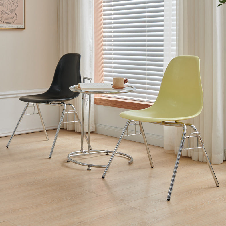 Mid-Century Trapezoid Plastic Iron Dining Chair