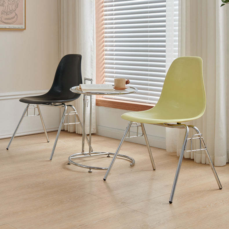 Mid-Century Trapezoid Plastic Iron Dining Chair