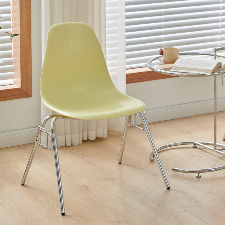 Mid-Century Trapezoid Plastic Iron Dining Chair