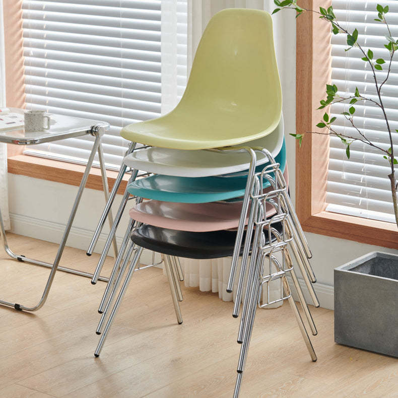 Mid-Century Trapezoid Plastic Iron Dining Chair