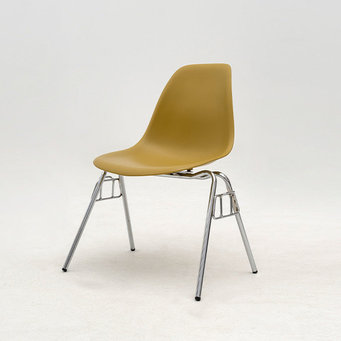 Mid-Century Trapezoid Plastic Iron Dining Chair