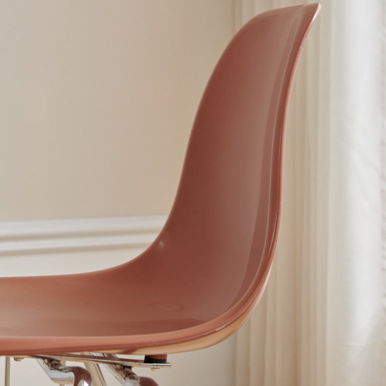 Mid-Century Trapezoid Plastic Iron Dining Chair — Bule