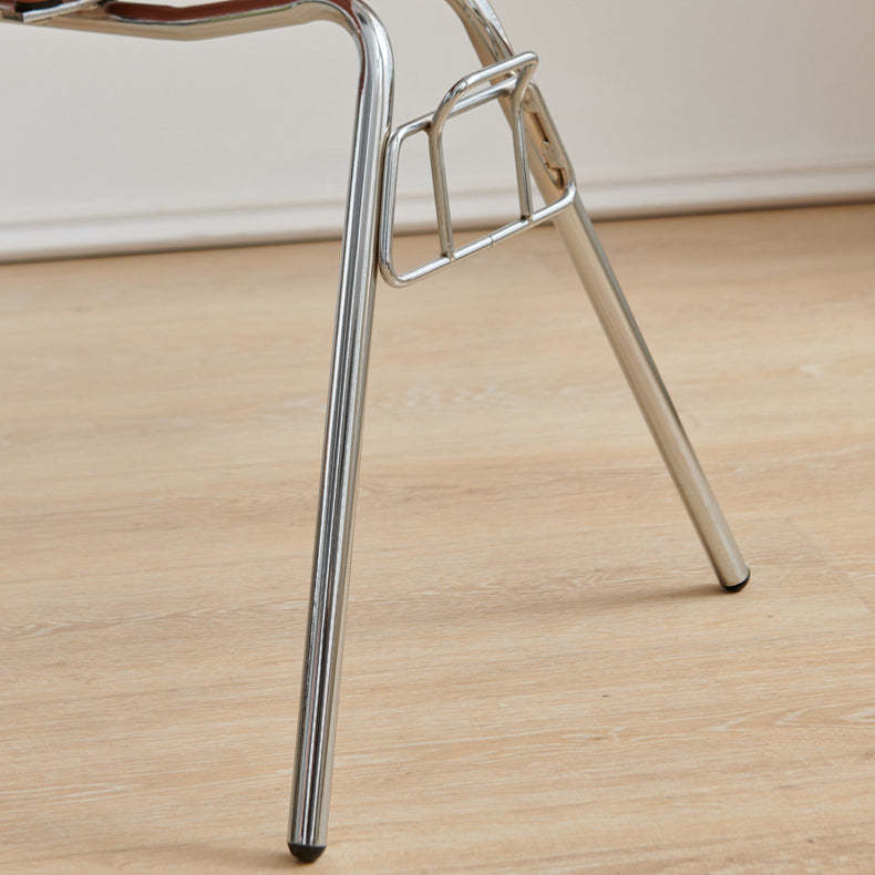 Mid-Century Trapezoid Plastic Iron Dining Chair — Amber