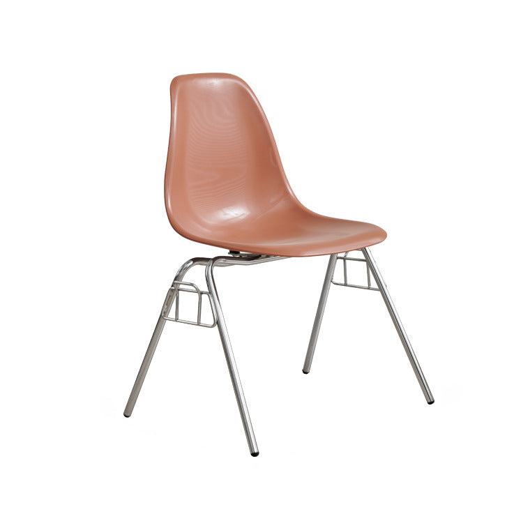 Mid-Century Trapezoid Plastic Iron Dining Chair