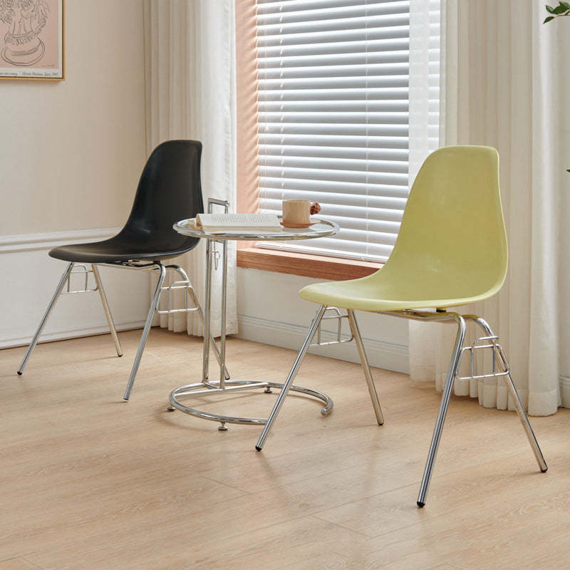 Mid-Century Trapezoid Plastic Iron Dining Chair