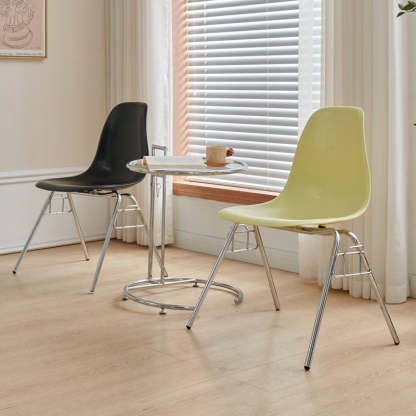 Mid-Century Trapezoid Plastic Iron Dining Chair
