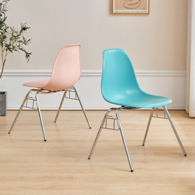 Mid-Century Trapezoid Plastic Iron Dining Chair