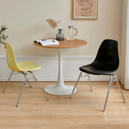 Mid-Century Trapezoid Plastic Iron Dining Chair