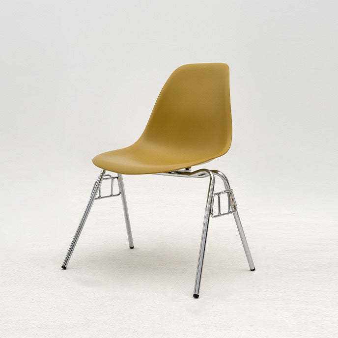 Mid-Century Trapezoid Plastic Iron Dining Chair