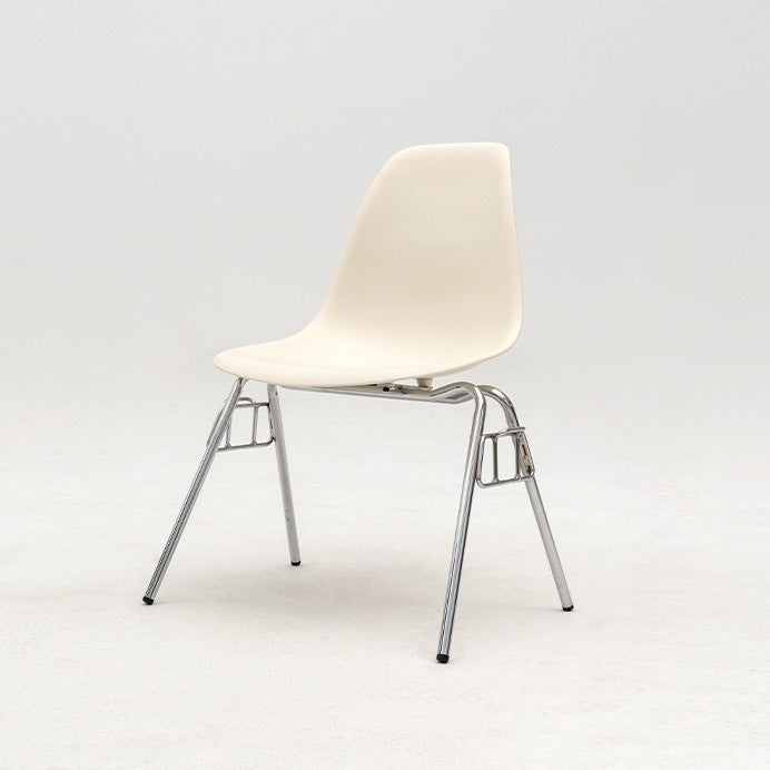 Mid-Century Trapezoid Plastic Iron Dining Chair