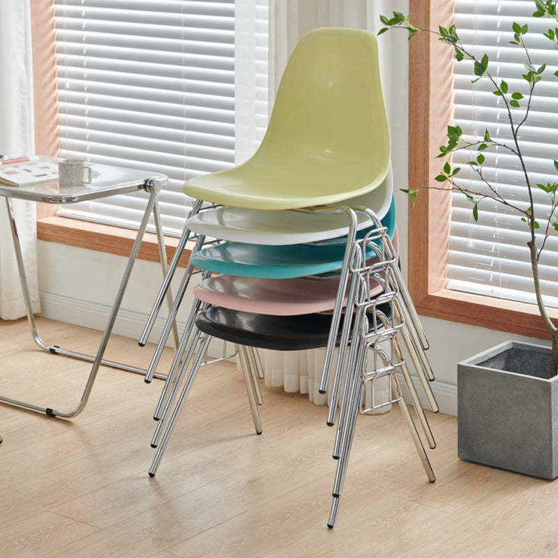 Mid-Century Trapezoid Plastic Iron Dining Chair