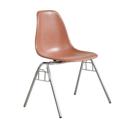 Mid-Century Trapezoid Plastic Iron Dining Chair