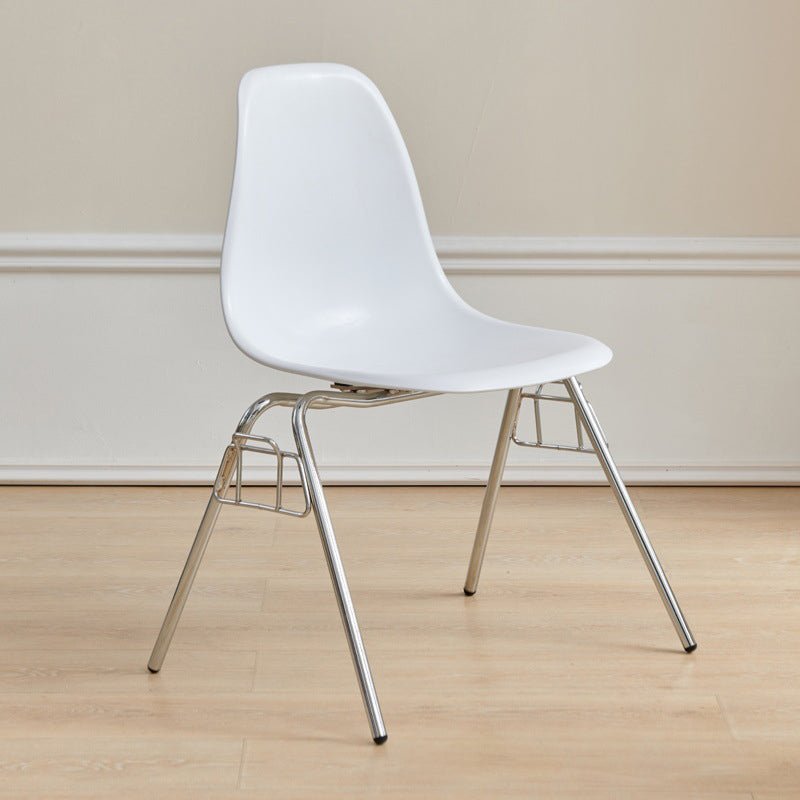 Mid-Century Trapezoid Plastic Iron Dining Chair