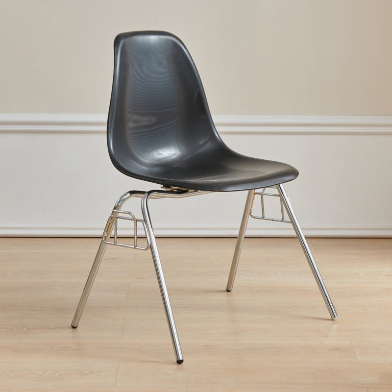 Mid-Century Trapezoid Plastic Iron Dining Chair
