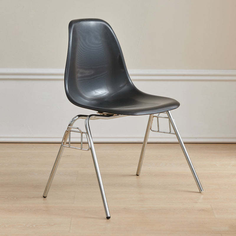 Mid-Century Trapezoid Plastic Iron Dining Chair