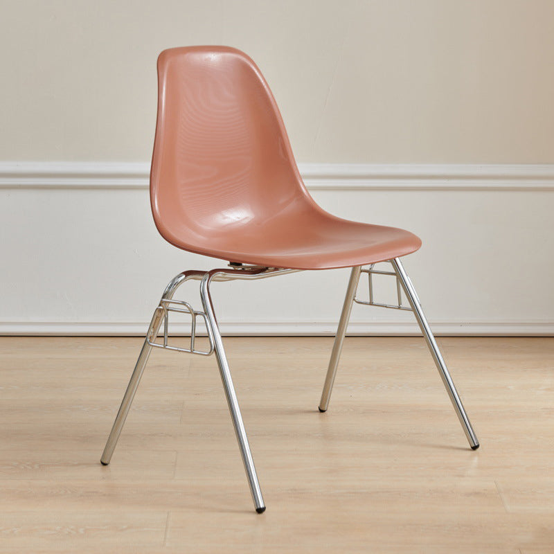 Mid-Century Trapezoid Plastic Iron Dining Chair