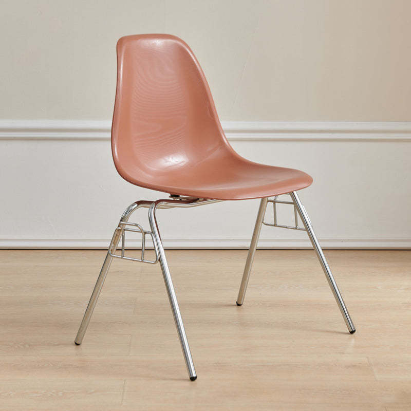 Mid-Century Trapezoid Plastic Iron Dining Chair