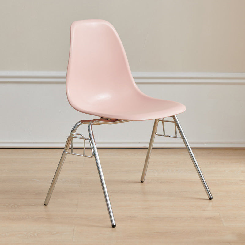 Mid-Century Trapezoid Plastic Iron Dining Chair