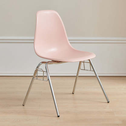 Mid-Century Trapezoid Plastic Iron Dining Chair