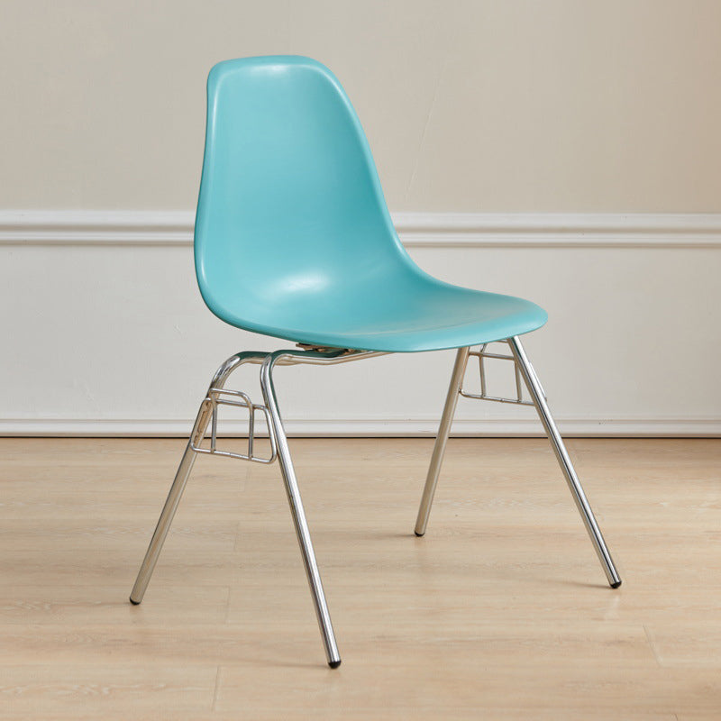 Mid-Century Trapezoid Plastic Iron Dining Chair