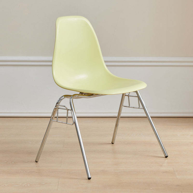 Mid-Century Trapezoid Plastic Iron Dining Chair