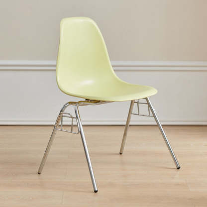 Mid-Century Trapezoid Plastic Iron Dining Chair