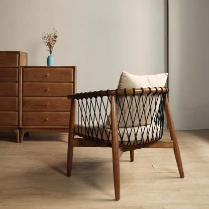 Scandinavian Curved Ash Wood Accent Chair