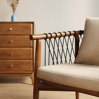 Scandinavian Curved Ash Wood Accent Chair