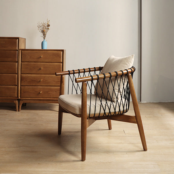 Scandinavian Curved Ash Wood Accent Chair — Walnut Color