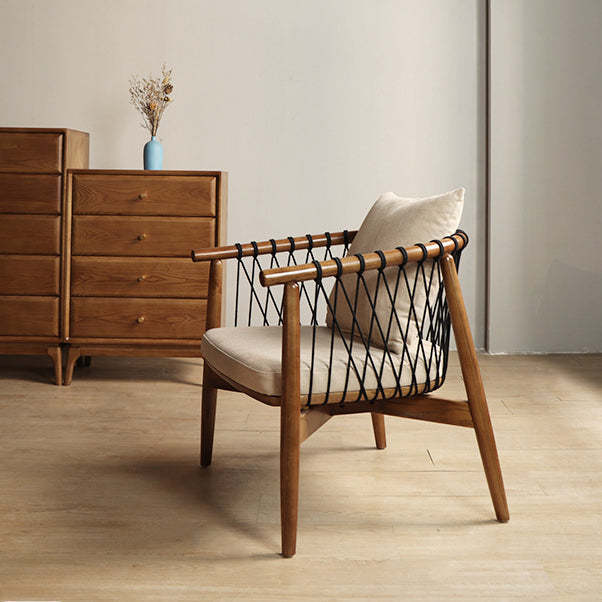 Scandinavian Curved Ash Wood Accent Chair — Walnut Color