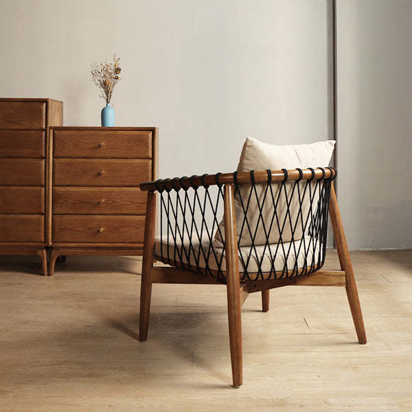 Scandinavian Curved Ash Wood Accent Chair