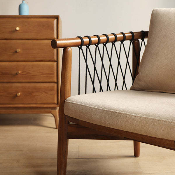 Scandinavian Curved Ash Wood Accent Chair