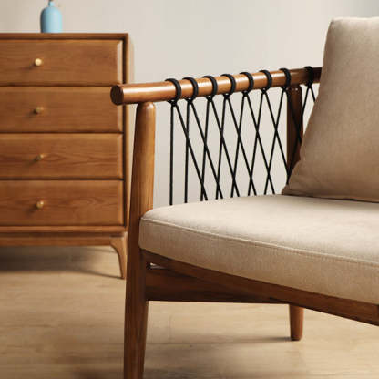 Scandinavian Curved Ash Wood Accent Chair