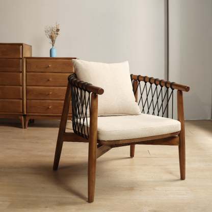 Scandinavian Curved Ash Wood Accent Chair