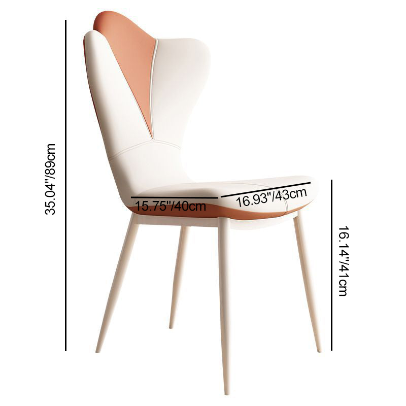 French Trapezoid Leather Steel Dining Chair