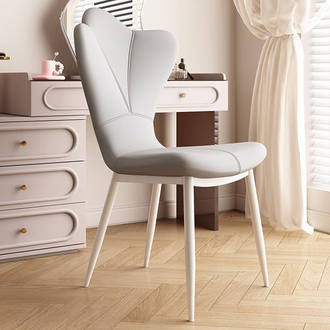 French Trapezoid Leather Steel Dining Chair