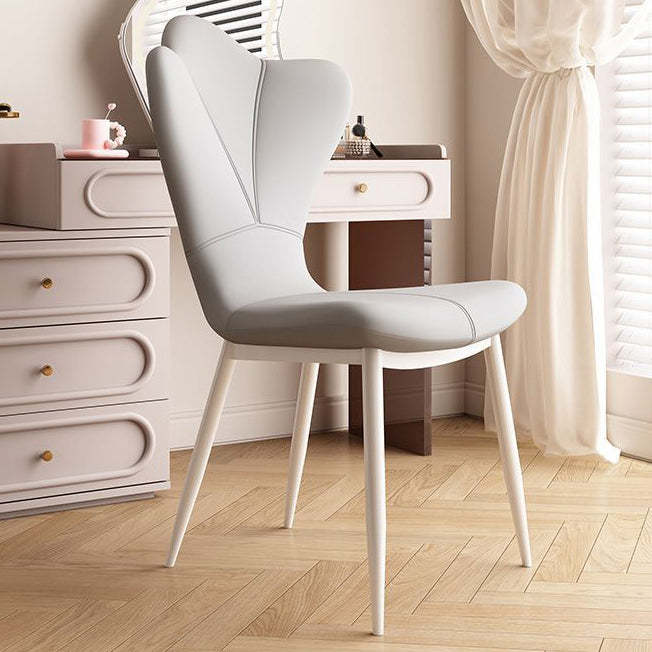 French Trapezoid Leather Steel Dining Chair